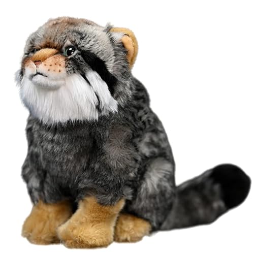 lilizzhoumax Manul-Plüsch 30cm Simuliertes Tier Kawaii Manul-Plüsch, Realistische Manul-Plüsch Spielzeug für Wilde Tiere, Geschenk für Freunde und Kinder pelziges Stofftier braun von lilizzhoumax