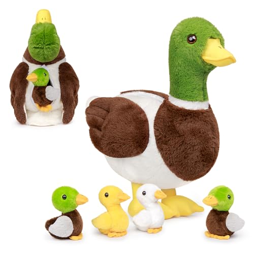 lilizzhoumax Plüschtier Grün Ente 31cm/12” Simuliertes Tier Kawaii Plüschtier Ente 4 pcs Realistische Plüschtier Grün Ente Spielzeug für Wilde Tiere Geschenk für Freunde und Kinder pelziges von lilizzhoumax