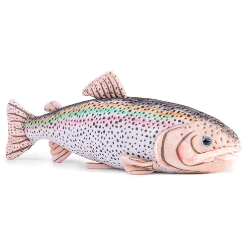 lilizzhoumax Regenbogenforelle Fisch plüschtier 42cm/16” Simuliertes Tier Regenbogenforelle Plüschtier Kawaii Realistische Regenbogenforelle Fisch Plüsch Spielzeug für Wilde Tiere Geschenk für Kinder von lilizzhoumax