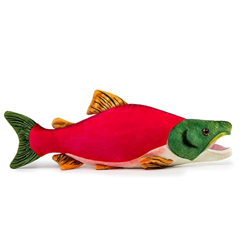 lilizzhoumax Rotlachs Fisch plüschtier 39cm/15”, Simuliertes Tier Rotlachs Plüschtier, Kawaii Rotlachs Fisch, Realistische Rotlachs Fisch Plüsch Spielzeug für Wilde Tiere, Geschenk für Kinder von lilizzhoumax