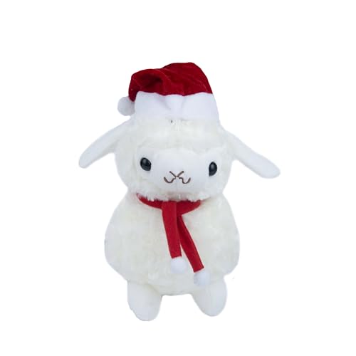 lilizzhoumax Schaf Plüschtier 25cm 10" Weihnachten Tier Kawaii Schaf Kuscheltier Christmas Schaf Plüsch Spielzeug für Wilde Tiere, Geschenk für Freunde und Kinder pelziges Stofftier Schaf Rot von lilizzhoumax