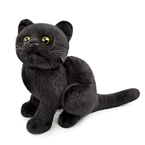 lilizzhoumax Schwarze Katze plüschtier 28cm/11”, Simuliertes Tier Katze Plüschtier, Kawaii Katze Kuscheltier Stofftiere Realistische Katze Spielzeug für Wilde Tiere, Geschenk für Freunde und Kinder von lilizzhoumax