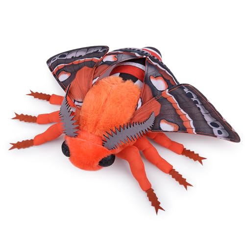 lilizzhoumax Simulation Cecropia-Motte Plüschtier 10,62 Zoll Weiches realistisches Cecropia-Motte Stofftier für Kinder Insektenliebhaber Jungen und Mädchen Geschenke Heimdekoration orange von lilizzhoumax