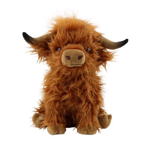 lilizzhoumax Yak Plüsch 25cm Kuscheltier Tier Kawaii Yak Plüsch Nutztiere Realistische Kuh Plüsch Spielzeug für Wilde Tiere, Geschenk für Freunde und Kinder pelziges Stofftier braun von lilizzhoumax