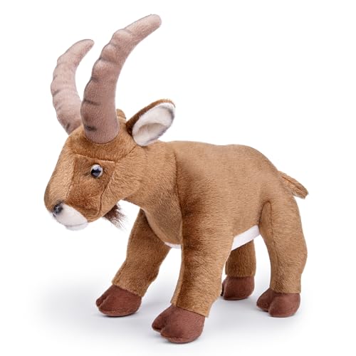 lilizzhoumax Ziege Plüschtier 29cm/11Zoll Stand Simuliertes Tier Kawaii Schaf Kuscheltier Realistische Antilope Spielzeug Wilde Tiere Ostern Geschenk für Kinder Heimdekoration Braun von lilizzhoumax