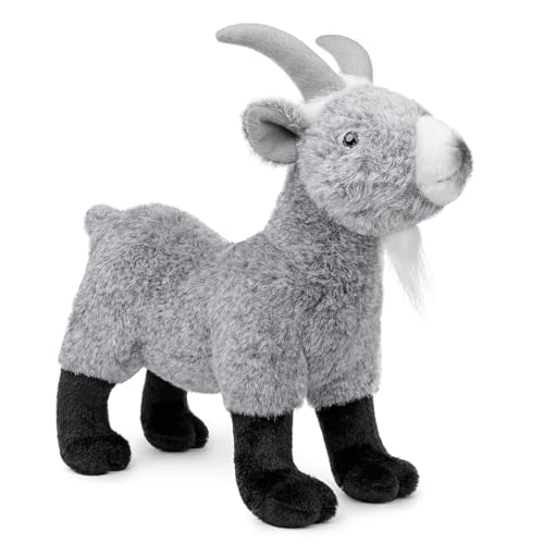 lilizzhoumax Ziege Plüschtier 29cm/11Zoll Stand Simuliertes Tier Kawaii Schaf Kuscheltier Realistische Antilope Spielzeug Wilde Tiere Ostern Geschenk für Kinder Heimdekoration Grau von lilizzhoumax