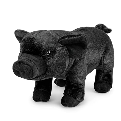 lilizzhoumax schwarz Plüschtier Schwein 35cm/14”, Simuliertes Tier Kawaii Plüschtier Schwein, Realistische Plüschtier Schwein Spielzeug für Wilde Tiere, Geschenk für Freunde und Kinder von lilizzhoumax