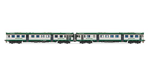 Trenord ALn 668 1000 Dieseltriebwagen, 2 Stück, ein angetriebener und ein motorloser Triebwagen, Periode VI, Green/White von lima