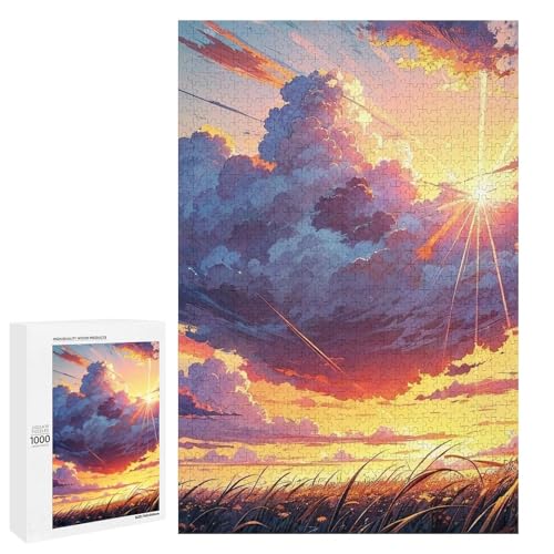 1000 Puzzle Art Cloud Holz Rundes Kinderpuzzle Familie Eltern Kind Interaktion (75x50cm) von linghhiming