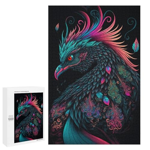 1000 Teile für Erwachsene und Kinder von Jigsaw Cosmic Phoenix Puzzles für Erwachsene rundes Holzpuzzle (75 x 50 cm) von linghhiming