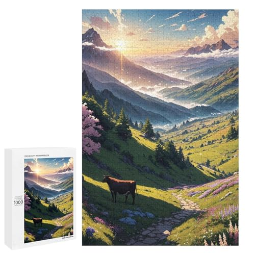 1000 teiliges Puzzle „Alpine Valleys“ für Erwachsene und Kinder runde Holzpuzzles pädagogisches Spielzeug zum Stressabbau (75 x 50 cm) von linghhiming