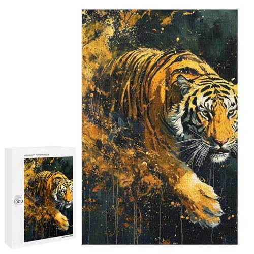 1000 teiliges Puzzle „Art Tigers“ für Erwachsene und Kinder runde Holzpuzzles pädagogisches Spielzeug zum Stressabbau (75 x 50 cm) von linghhiming