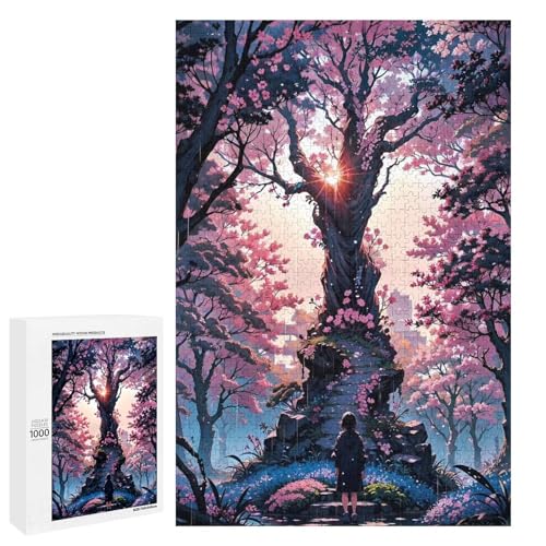 1000 teiliges Puzzle „Art Tree“ für Erwachsene und Kinder runde Holzpuzzles pädagogisches Spielzeug zum Stressabbau (75 x 50 cm) von linghhiming