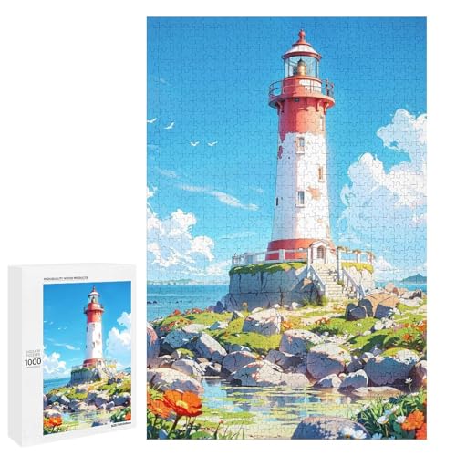 1000 teiliges Puzzle „Coastal Jigsaw“ für Erwachsene und Kinder runde Holzpuzzles pädagogisches Spielzeug zum Stressabbau (75 x 50 cm) von linghhiming