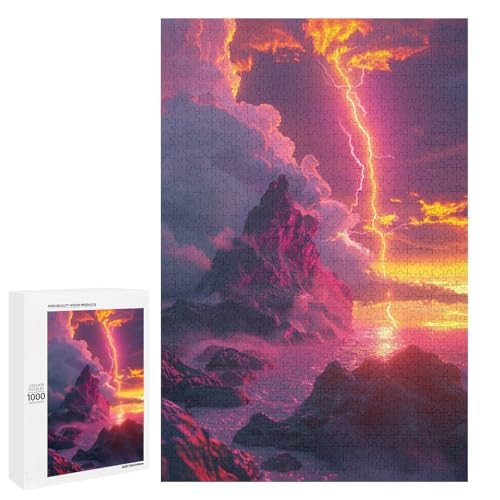 1000 teiliges Puzzle „Color Lightning“ für Erwachsene und Kinder runde Holzpuzzles pädagogisches Spielzeug zum Stressabbau (75 x 50 cm) von linghhiming