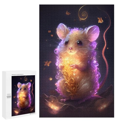 1000 teiliges Puzzle „Cosmic Mouse“ für Erwachsene und Kinder runde Holzpuzzles pädagogisches Spielzeug zum Stressabbau (75 x 50 cm) von linghhiming