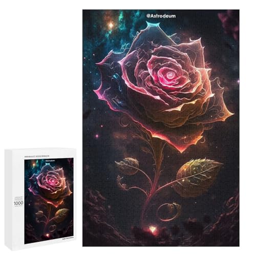 1000 teiliges Puzzle „Cosmic Rose“ für Erwachsene und Kinder runde Holzpuzzles pädagogisches Spielzeug zum Stressabbau (75 x 50 cm) von linghhiming