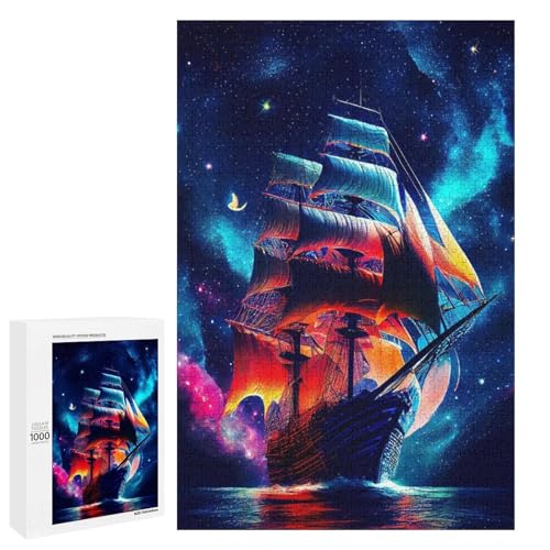 1000 teiliges Puzzle „Cosmic Success Ship“ für Erwachsene rundes Holzpuzzle anspruchsvolles Spiel (75 x 50 cm) von linghhiming