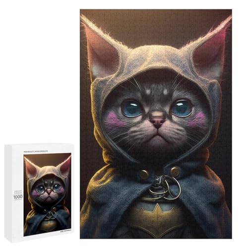 1000 teiliges Puzzle „Katzen Zauberer“ für Erwachsene und Kinder runde Holzpuzzles pädagogisches Spielzeug zum Stressabbau (75 x 50 cm) von linghhiming