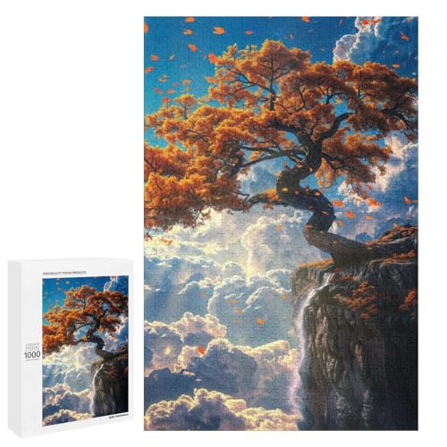 1000 teiliges Puzzle Autumn Vista Puzzle für Erwachsene und Kinder runde Holzpuzzles pädagogisches Spielzeug zum Stressabbau (75 x 50 cm) von linghhiming