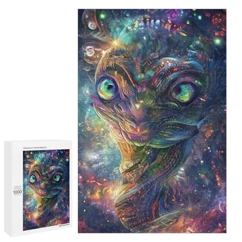 1000 teiliges Puzzle Fantasy Alien Puzzle für Erwachsene und Kinder runde Holzpuzzles pädagogisches Spielzeug zum Stressabbau (75 x 50 cm) von linghhiming