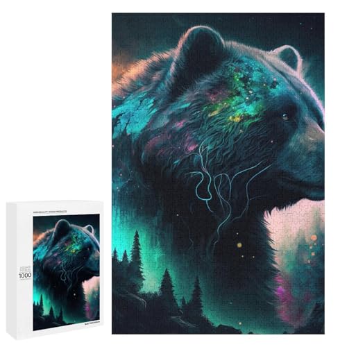 1000 teiliges Puzzle Lumos Bears Jigsaw für Erwachsene und Kinder runde Holzpuzzles pädagogisches Stressabbau Spielzeugpuzzle (75 x 50 cm) von linghhiming