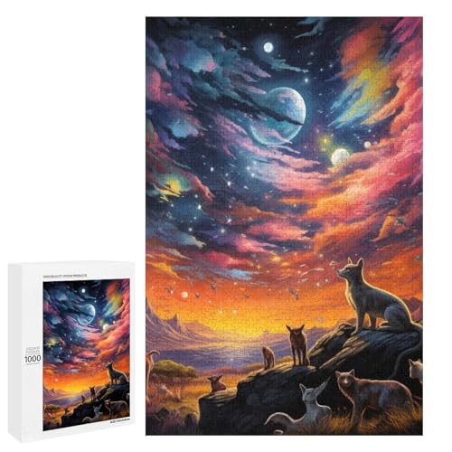 1000 teiliges Puzzle bunter Himmel für Erwachsene und Kinder runde Holzpuzzles pädagogisches Spielzeug zum Stressabbau (75 x 50 cm) von linghhiming