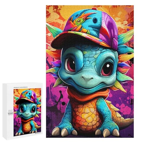 1000 teiliges Puzzle für Erwachsene Art Dragon Baby rundes Holzpuzzle für Erwachsene und Kinder Stressabbau Tool (75 x 50 cm) von linghhiming