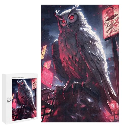 1000 teiliges Puzzle für Erwachsene Art Owl rundes Holzpuzzle für Erwachsene und Kinder Stressabbau Tool (75 x 50 cm) von linghhiming