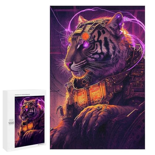 1000 teiliges Puzzle für Erwachsene Art Tigers runde Holzpuzzles Lernspiel für Erwachsene Herausforderungsspielzeug (75 x 50 cm) von linghhiming