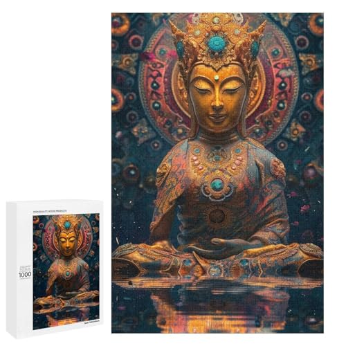 1000 teiliges Puzzle für Erwachsene Buddha Puzzle aus Holz runde Puzzles für Erwachsene Lernspiel Herausforderungsspielzeug (75 x 50 cm) von linghhiming