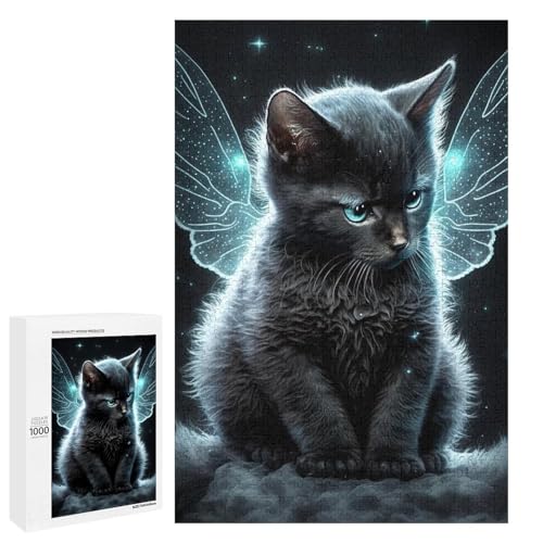 1000 teiliges Puzzle für Erwachsene Kunst Bunte Katzen rundes Holzpuzzle für Erwachsene und Kinder Stressabbau Tool (75 x 50 cm) von linghhiming