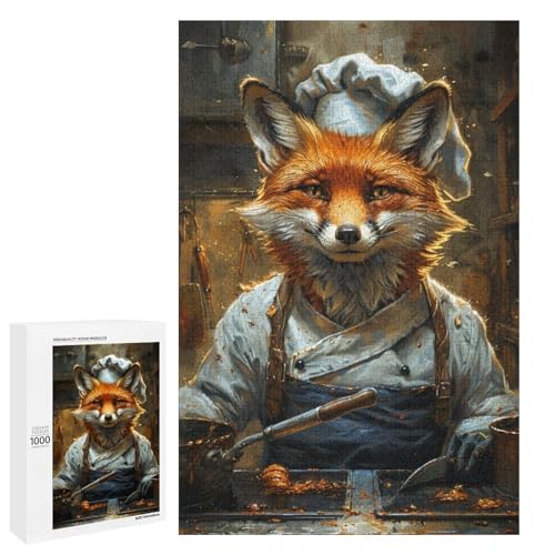 1000 teiliges Puzzle für Erwachsene Tierfuchs rundes Holzpuzzle für Erwachsene und Kinder Stressabbau Tool (75 x 50 cm) von linghhiming