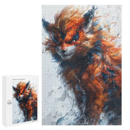 1000 teiliges Puzzle für Erwachsene Tierfuchs rundes Holzpuzzle für Erwachsene und Kinder Stressabbau Tool (75 x 50 cm) von linghhiming