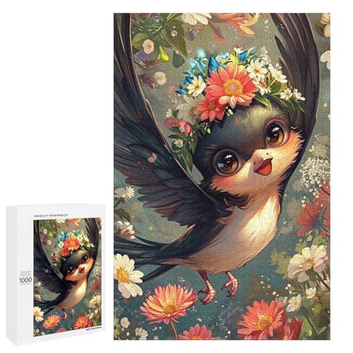 1000 teiliges Puzzle für Erwachsene bunter Spatz rundes Holzpuzzle für Erwachsene und Kinder Stressabbau Tool (75 x 50 cm) von linghhiming