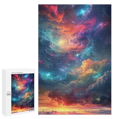 1000 teiliges Puzzle für Erwachsene buntes Universum runde Holzpuzzles Lernspiel für Erwachsene Herausforderungsspielzeug (75 x 50 cm) von linghhiming