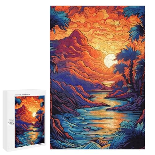 1000 teiliges Puzzle für Erwachsene schöner Strand runde Holzpuzzles Lernspiel für Erwachsene Herausforderungsspielzeug (75 x 50 cm) von linghhiming