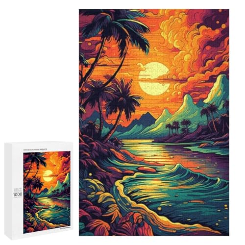 1000 teiliges Puzzle für Erwachsene schöner Strand runde Holzpuzzles Lernspiel für Erwachsene Herausforderungsspielzeug (75 x 50 cm) von linghhiming