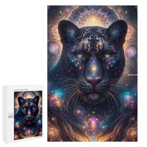 1000 teiliges Puzzle mit Tier Leopardenmotiv Puzzle für Erwachsene und Kinder runde Holzpuzzles pädagogisches Spielzeug zum Stressabbau (75 x 50 cm) von linghhiming