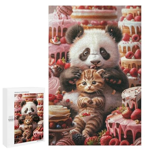 1000 teiliges Puzzle mit Tierpanda für Erwachsene und Kinder runde Holzpuzzles pädagogisches Spielzeug zum Stressabbau (75 x 50 cm) von linghhiming