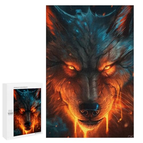 1000 teiliges Puzzle schöner Wolf für Erwachsene und Kinder runde Holzpuzzles pädagogisches Spielzeug zum Stressabbau (75 x 50 cm) von linghhiming