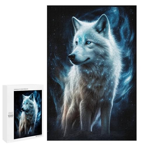 1000 teiliges Puzzle schöner Wolf für Erwachsene und Kinder runde Holzpuzzles pädagogisches Spielzeug zum Stressabbau (75 x 50 cm) von linghhiming