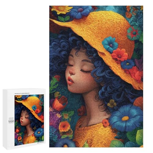 1000 teiliges Regenbogen Mädchen Puzzle für Kinder runde Holzpuzzles Heimkunst Dekoration (75 x 50 cm) von linghhiming