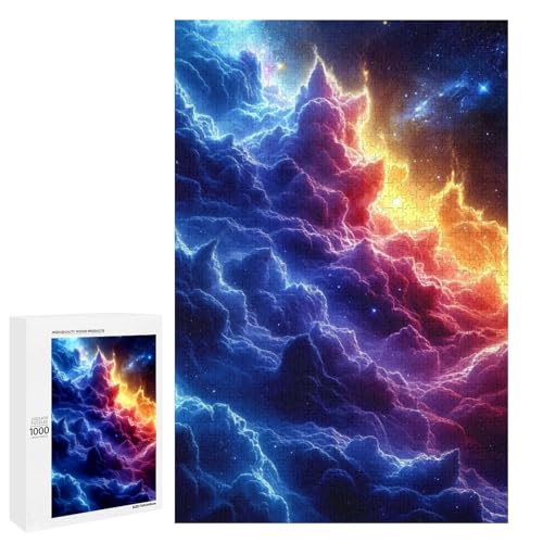 1000 teiliges Wolken Sturm Puzzle für Kinder runde Holzpuzzles Heimkunst Dekoration (75 x 50 cm) von linghhiming