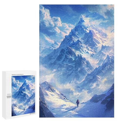 1000 teiliges buntes Schneeberg Puzzle für Kinder runde Holzpuzzles Heimkunst Dekoration (75 x 50 cm) von linghhiming