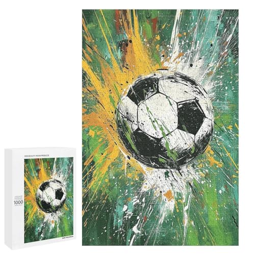 Jigsaw Fußball Sportpuzzle für Erwachsene 1000 Teile rundes Holzpuzzle (75 x 50 cm) von linghhiming