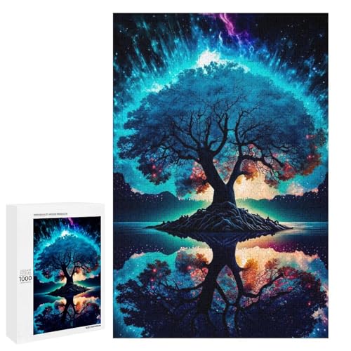 Puzzle „Kosmischer Lebensbaum“ 1000 teiliges Holzpuzzle rund für Erwachsene und Kinder ab 12 Jahren lustiges Familienpuzzle (75 x 50 cm) von linghhiming