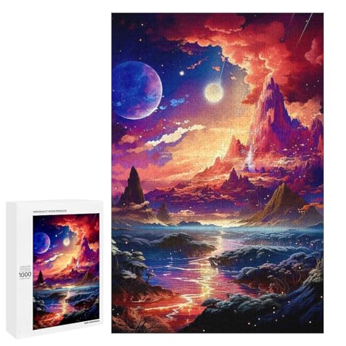 Puzzle Adventure Area 1000 teiliges Holzpuzzle rund für Erwachsene und Kinder ab 12 Jahren lustiges Familienpuzzle (75 x 50 cm) von linghhiming