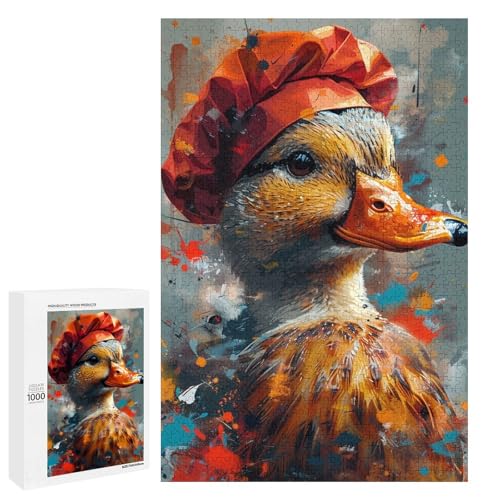 Puzzle Bunte Ente 1000 Teile Holz rund für Erwachsene und Kinder ab 12 Jahren lustiges Familienpuzzle (75 x 50 cm) von linghhiming