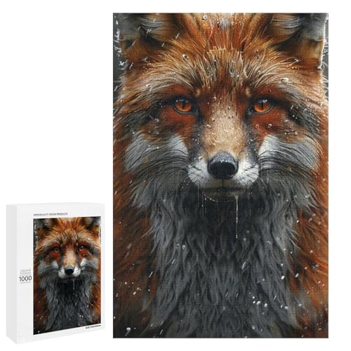 Puzzle Tierfuchs 1000 Teile Holz rund für Erwachsene und Kinder ab 12 Jahren lustiges Familienpuzzle (75 x 50 cm) von linghhiming